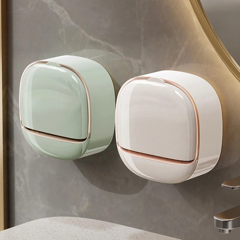 1PC Soap Box Wall Mounted Light Luxury Soap Holder Punch Free Drain Laundry Soap Box Easy Cleaning | Random Colour - Image 5
