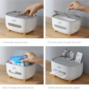 Ecoco Tissue Box With Multifunctional Storage Drawer Creative Desk Organizer For Kitchen Living Room And Office