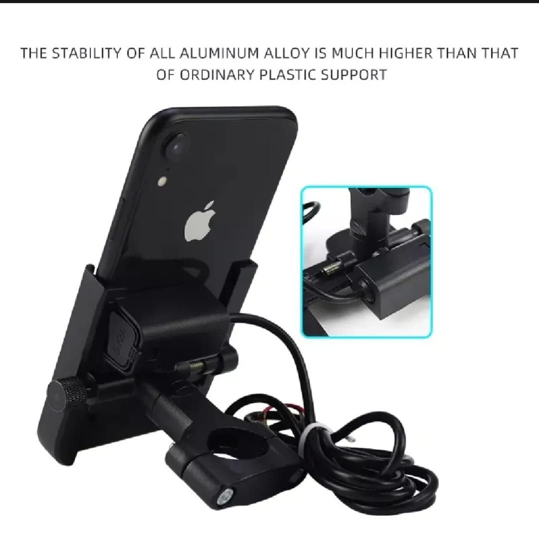 Motorcycle Mobile Holder With Charger Aluminium Body Durable And Convenient - Image 3
