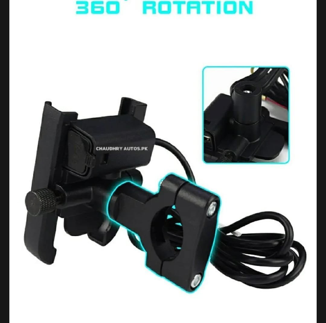 Motorcycle Mobile Holder With Charger Aluminium Body Durable And Convenient - Image 7